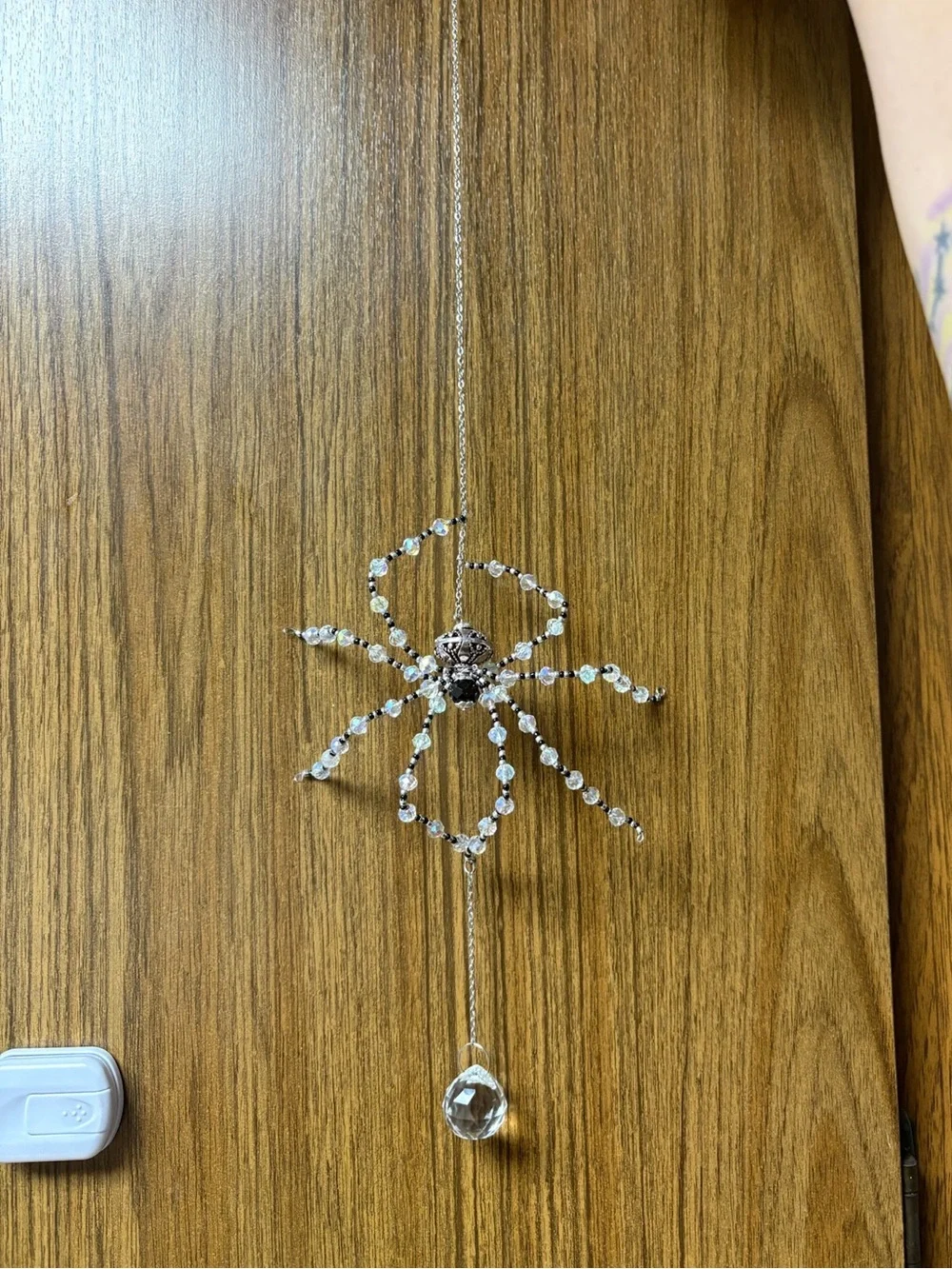 White & Black Crystal Spider Suncatcher - Clear/Silver
